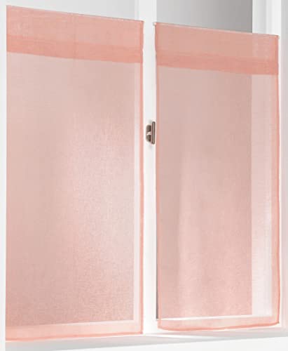 Linder Kaolin 0169/60/427 Scheibengardine, gerade, 45 x 90 cm, Rosa von LINDER