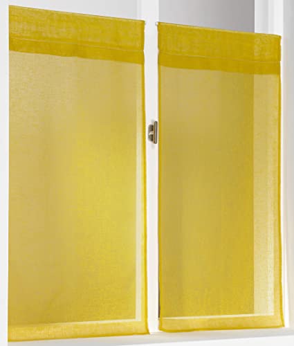 Linder Kaolin 0169/81/427 Scheibengardine, gerader Schnitt, 60 x 200 cm, Anisgrün, 2 Stück von LINDER
