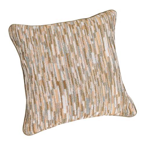 Linder - Kissen gefüllt mit recyceltem/recyceltem Stoff – gewebt und gefärbt in Frankreich – mit Paspelierung – Abnehmbarer Bezug – Farbe: Ockergelb – Maße: 45 x 45 cm – Kollektion Basalt von LINDER