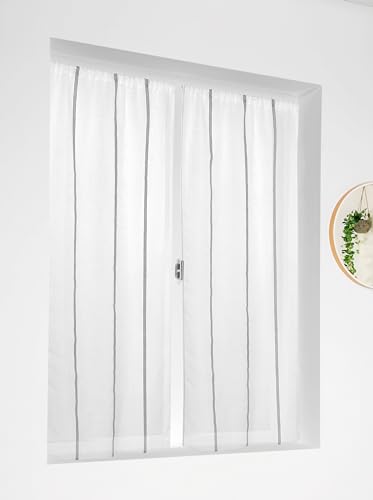 Linder Scheibengardine Jeanne Azurblau und Schwarz, 60 x 160 cm, 1 Paar von LINDER