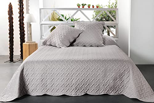 Linder Bettüberwurf, Polyester, hellgrau, 250x260 von LINDER
