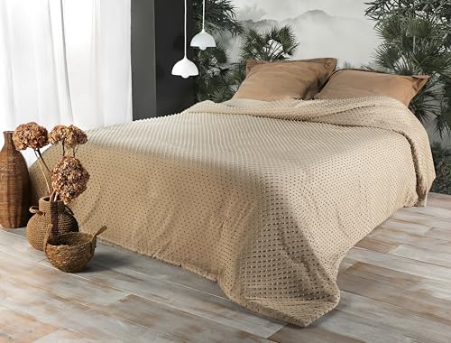 Linder Tagesdecke mit Bommel, 250 x 260 cm, Sand von LINDER