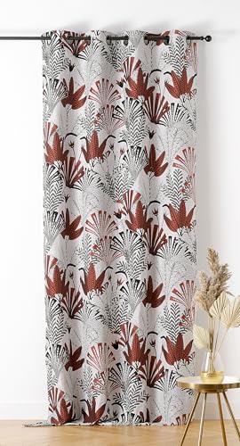 Linder - Vorhang aus Upcycle-Stoff – gewebt und gefärbt in Frankreich – tropischer Stil – mit Ösen in Farbe Gewehr – Farbe Terracotta auf weißem Hintergrund – Maße 140 x 240 cm – Kollektion Luxor Linder - Vorhang aus Upcycle-Stoff – gewebt und gefärbt in Frankreich – tropischer Stil – mit Ösen in Farbe Gewehr – Farbe Terracotta auf weißem Hintergrund – Maße 140 x 240 cm – Kollektion Luxor von LINDER