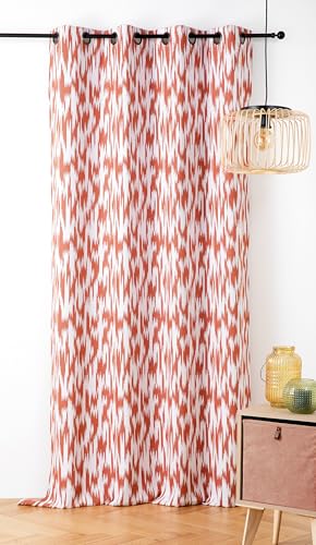 Linder Vorhang mit Ikat-Motiv – Upcycle-Stoff – Ethno-Stil – Ösen – Farbe Rot Terrakotta – Maße 140 x 280 cm – 67% Polyester, 31% Baumwolle, 2% andere Fasern – Kollektion Ikat Linder Vorhang mit Ikat-Motiv – Upcycle-Stoff – Ethno-Stil – Ösen – Farbe Rot Terrakotta – Maße 140 x 280 cm – 67% Polyester, 31% Baumwolle, 2% andere Fasern – Kollektion Ikat von LINDER