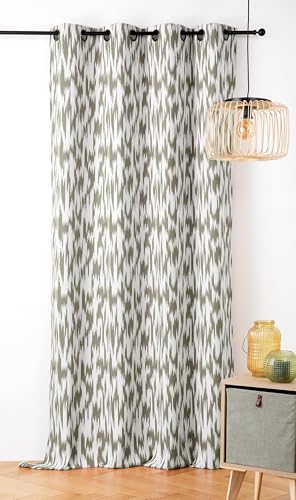 Linder Vorhang mit Ikat-Motiv – Upcycle-Stoff – Ethno-Stil – Ösen Kanone de Gewehr – Farbe Khaki – Maße 140 x 280 cm – 67% Polyester, 31% Baumwolle, 2% andere Fasern – Kollektion Ikat Linder Vorhang mit Ikat-Motiv – Upcycle-Stoff – Ethno-Stil – Ösen Kanone de Gewehr – Farbe Khaki – Maße 140 x 280 cm – 67% Polyester, 31% Baumwolle, 2% andere Fasern – Kollektion Ikat von LINDER