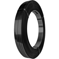 Stahlband, schwarzlackiert + gewachst, 12,7 mm x 1.000 lfm., Kern-Ø 406 mm, Stärke 0,50 mm, Packenwicklung von LINDER