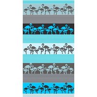 Strandtuch Badetuch Saunatuch Handtuch Duschtuch Crazy Flamingo Baumwolle 90 x 170 cmLEX Saunatuch Handtuch, ST1009, Grau-Blau von LINDER EXCLUSIV GMBH