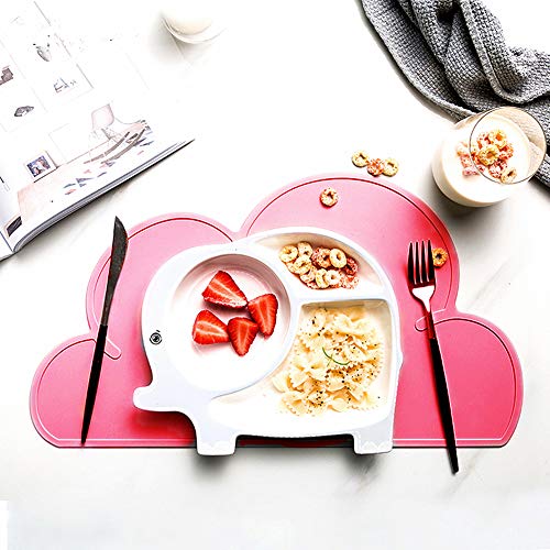 Lindong Baby Kinder Tischset Platzset Wolke Silikon Wasserdicht Rutschfest Abwaschbar Babyplatte Platzmatte Platzdecken 48x27cm gelbrot von Lindong