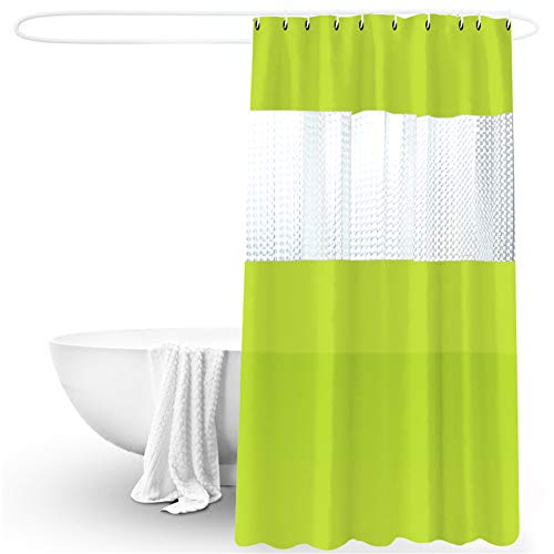 Lindong Einfach Sauber Duschvorhang PVC Halb-Transparent Wasserdicht Antibakteriell Waschbare Textil Badewannevorhang Viele Farben Wählbar 180x200cm grün von LINDONG