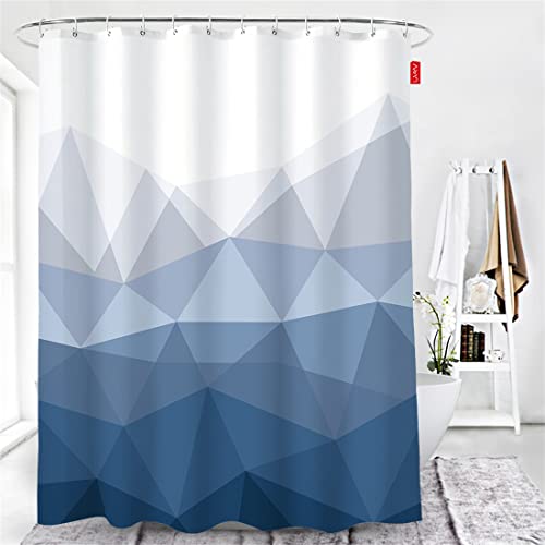 Lindong Farbverlauf Duschvorhang 240x200cm Wasserabweisend Anti-Schimmel Stoff Badezimmervorhang, Blau 180x200cm von Lindong