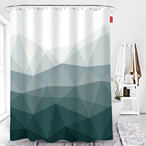 Lindong Farbverlauf Duschvorhang 240x200cm Wasserabweisend Anti-Schimmel Stoff Badezimmervorhang, Grün 240x200cm von Lindong