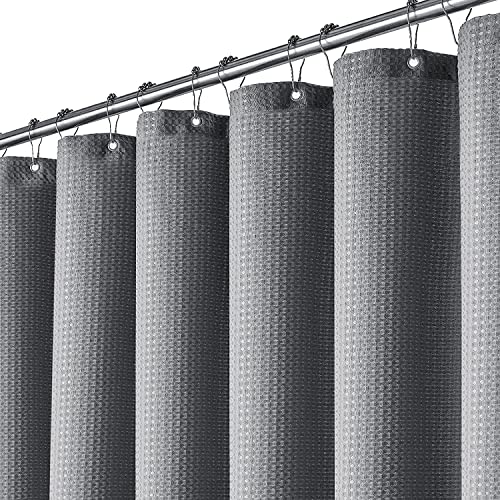 Lindong Premium Waffel Stoff Duschvorhang 240x200cm Wasserabweisend Anti-Schimmel Badezimmervorhang, Grau 180x200cm von Lindong
