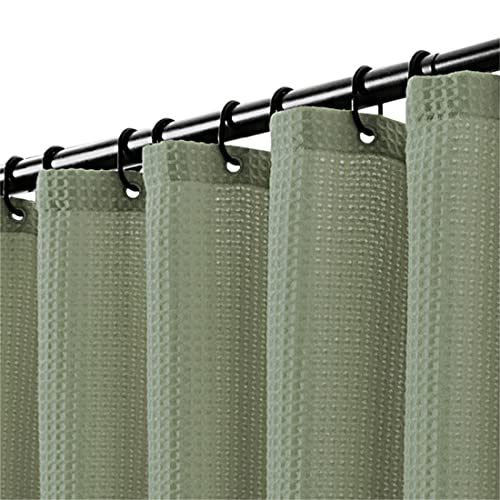 Lindong Premium Waffel Stoff Duschvorhang 240x200cm Wasserabweisend Anti-Schimmel Badezimmervorhang, Grün 180x200cm von LINDONG