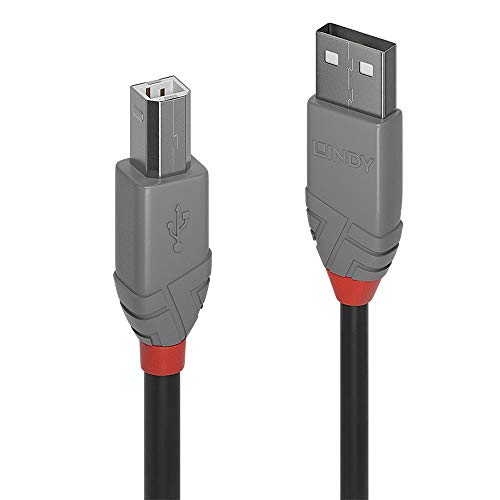 LINDY 36687 1m 50x USB 2.0 Typ A an B Kabel, Anthra Line Anthrazit von LINDY
