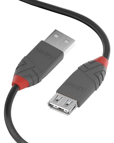 LINDY 36701 0.5m USB 2.0 Typ A Verlängerungskabel, anthra Line Anthrazit, 1 Stück von LINDY
