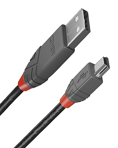 LINDY 36722 1m USB 2.0 Typ A an Mini-B Kabel, Anthra Line Anthrazit von LINDY