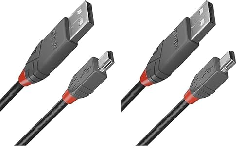 LINDY 36724 3m USB 2.0 Typ A an Mini-B Kabel, Anthra Line (Packung mit 2) von LINDY