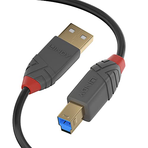 LINDY 36742 2m USB 3.0 Typ A an B Kabel, Anthra Line von LINDY