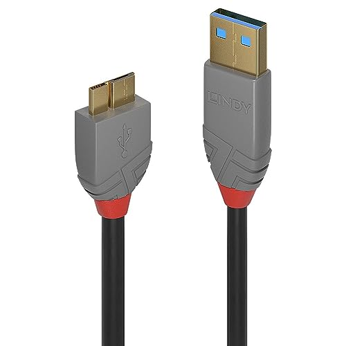 LINDY 36765 0.5m USB 3.0 Typ A an Micro-B Kabel, Anthra Line von LINDY
