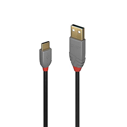 LINDY 36885 0.5m USB 2.0 Typ C an A Kabel, Anthra Line, anthrazit von LINDY