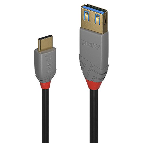 LINDY 36895 0.15m USB 3.1 Typ C an A Adapterkabel, Anthra Line von LINDY