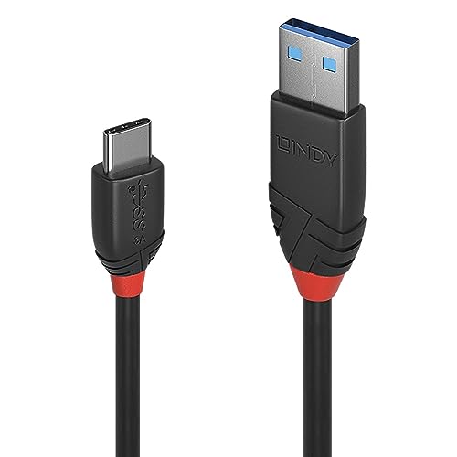 LINDY 36917 1.5m USB 3.1 Typ C an A Kabel 3A, Black Line, schwarz von LINDY
