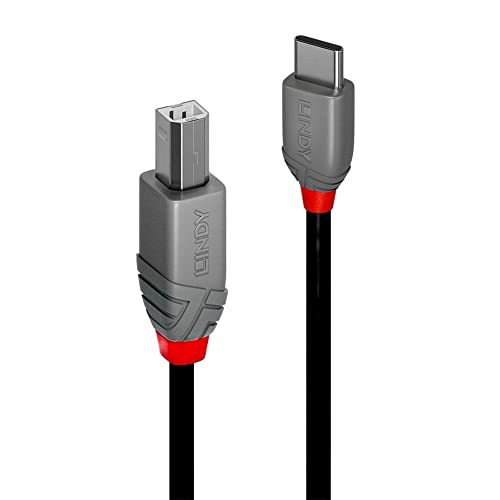 LINDY 36943 3m USB 2.0 Typ C an B Kabel, Anthra Line von LINDY