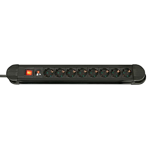 LINDY 73104 - Steckdosenleiste 8-Fach mit EIN-/Ausschalter, Schuko-Steckdosen im 45°-Winkel, 1.4m Kabel, mit Kindersicherung, 3500W, für den Innenbereich, Farbe schwarz von LINDY
