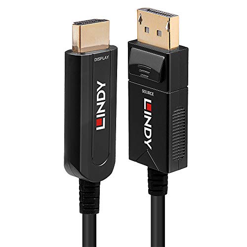 LINDY DisplayPort/HDMI/Glasfaser Adapterkabel DisplayPort Stecker, HDMI-A Stecker 10.00m Schwarz von LINDY