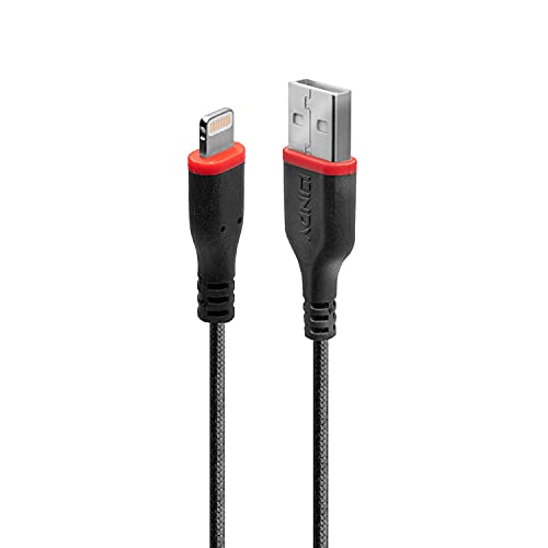 LINDY USB-Kabel USB 2.0 Apple Lightning Stecker, USB-A Stecker 0.50m Schwarz 31290 von LINDY