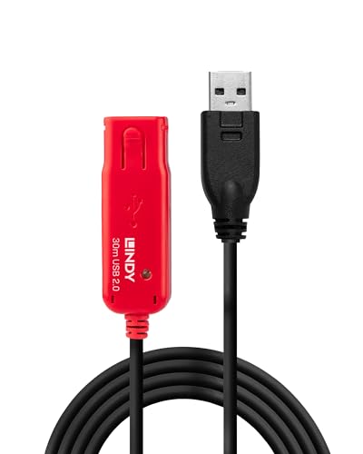 LINDY USB-Kabel USB 2.0 USB-A Stecker, USB-A Buchse 30.00m Schwarz, Rot 42923 von LINDY