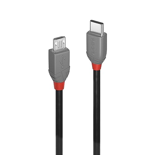 LINDY USB-Kabel USB 2.0 USB-C® Stecker, USB-Micro-B Stecker 2.00m Schwarz, Grau 36892 von LINDY