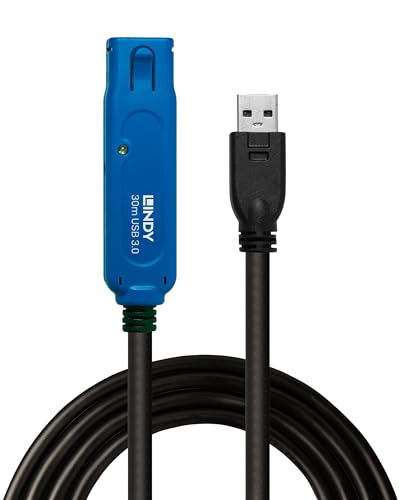 LINDY USB-Kabel USB 3.2 Gen1 (USB 3.0 / USB 3.1 Gen1) USB-A Stecker, USB-A Buchse 30m Schwarz, Blau von LINDY