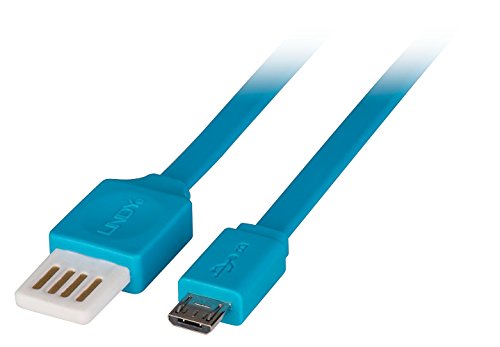LINDY Typ A auf Micro B USB 2.0 1 m flach wendbar USB-Kabel für Tablets blau blau 1 m von LINDY