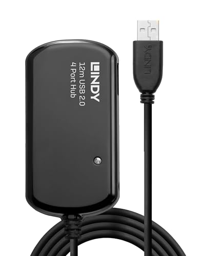 LINDY USB 2.0 Aktiv-Verlängerungs-Hub Pro - Kabel, 42783, Schwarz von LINDY