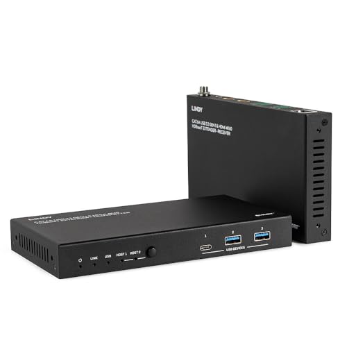 Lindy - USB 3.2 Gen 1 Extender und HDMI 4K60 HDBaseT Cat.6A 100 m mit 2 Hosts von LINDY