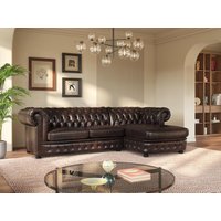 Chesterfield Ecksofa - Ecke Rechs - Büffelleder - Dunkelbraun - BRENTON von Vente-unique