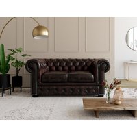 Chesterfield Ledersofa 2-Sitzer - Büffelleder - Braun - BRENTON von LINEA SOFA