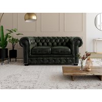 Chesterfield Ledersofa 2-Sitzer - Büffelleder - Schwarzgrün - BRENTON von LINEA SOFA