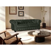 Chesterfield Ledersofa 3-Sitzer - Büffelleder - Schwarzgrün - BRENTON von LINEA SOFA