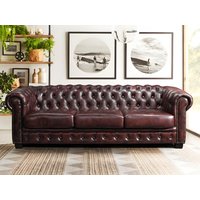 Chesterfield Ledersofa 4-Sitzer - Büffelleder - Rotbraun - BRENTON von LINEA SOFA