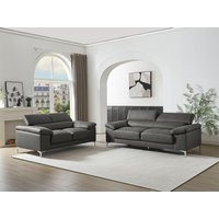 Ledersofa 3-Sitzer - Anthrazit - SOLANGE von Vente-unique