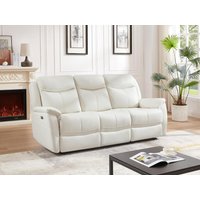 Relaxsofa 3-Sitzer elektrisch - Rindsleder - Weiß - NOMAJO von Vente-unique