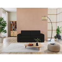 Schlafsofa mit Matratze 3-Sitzer - 100% Büffelleder - schwarz - Matratze 18 cm - DELECTEA II von LINEA SOFA