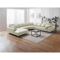 Große Wohnlandschaft Leder - Ecke Links - Elfenbein - DONATELLO II von LINEA SOFA