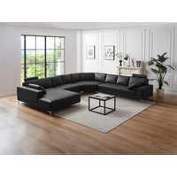 Große Wohnlandschaft Leder - Ecke Links - Schwarz - DONATELLO II von LINEA SOFA