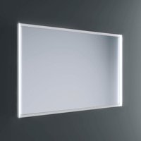 Lineabeta - Pyxis LED-Spiegel 100x80cm mit weißem Rahmen und Wandleuchte von LINEABETA