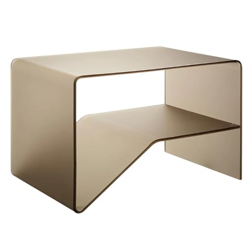 LINEE Recanati Complementi Lipsia Couchtisch, 60 x 40 x 40 cm, Couchtisch aus PMMA mit doppelter Ablage, modernes Design mit Thermofaltung, hergestellt in Italien (Rauchbraun satiniert) von LINEE