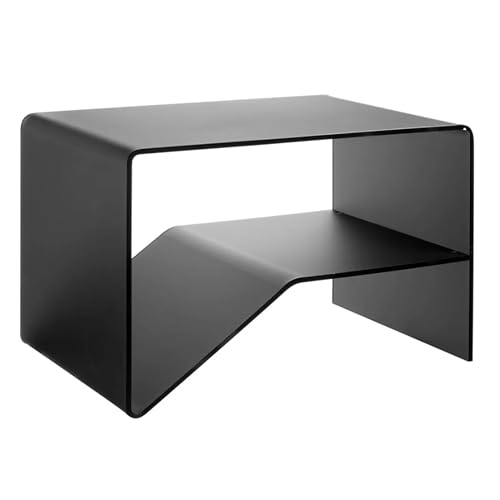 LINEE Recanati Complementi Lipsia Couchtisch, 60 x 40 x 40 cm, Couchtisch aus PMMA mit doppelter Ablage, modernes Design mit Thermofaltung, hergestellt in Italien (rauchgrau satiniert) von LINEE
