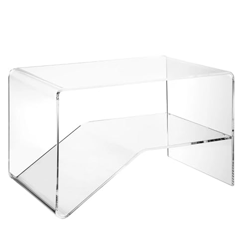 LINEE Recanati Complementi Lipsia Couchtisch, 60 x 40 x 40 cm, Couchtisch aus PMMA mit doppelter Ablage, modernes Design mit Thermofaltung, hergestellt in Italien (transparent) von LINEE